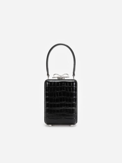self-portrait Black Croc Leather Micro Bag