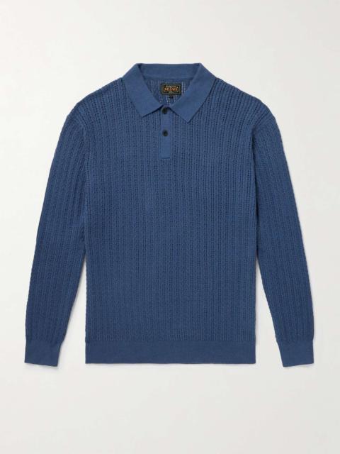 Cable-Knit Cotton, Cashmere and Wool-Blend Polo Shirt