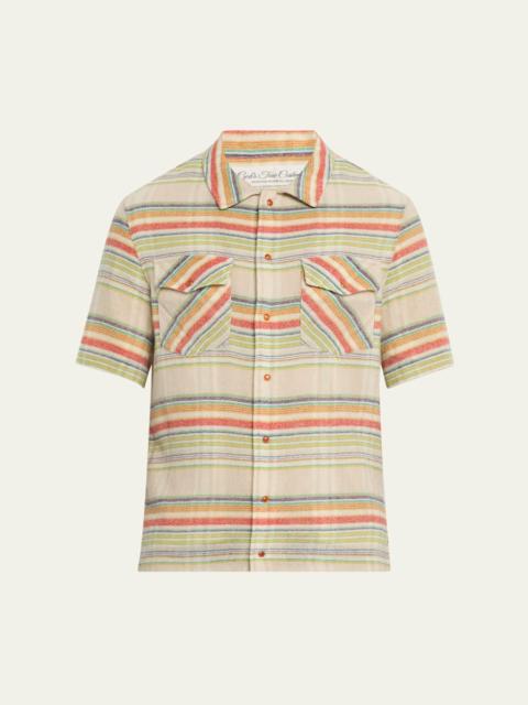 God’s True Cashmere Men's Multi-Stripe Cashmere Gauze Sport Shirt