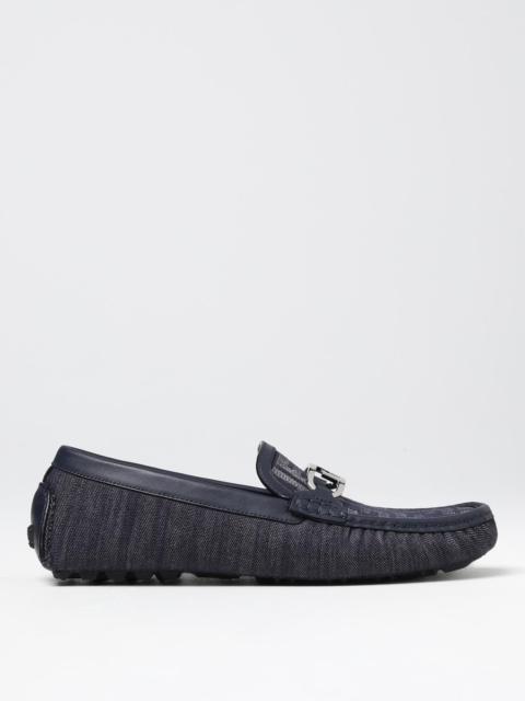 FENDI Fendi Lock moccasins in denim with jacquard FF monogram