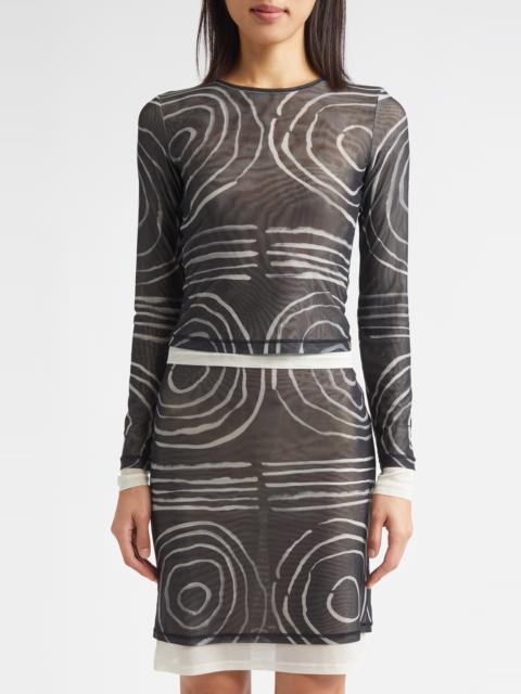 ECKHAUS LATTA Eckhaus Latta Duet Double Layer Micromesh Long Sleeve Top in Gesture at Nordstrom