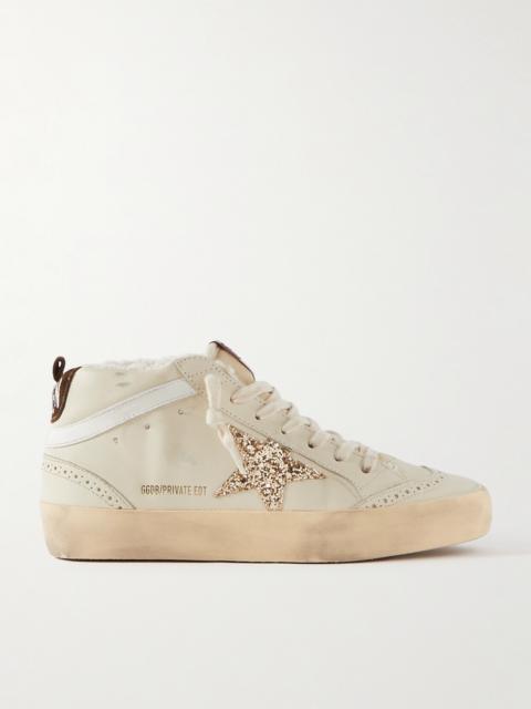 Golden Goose Superstar Distressed Shearling-lined Rubber And Leather Sneakers