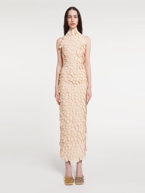 A.W.A.K.E. MODE MULTI RECTANGLE TURTLENECK MIDI DRESS LIGHT BEIGE