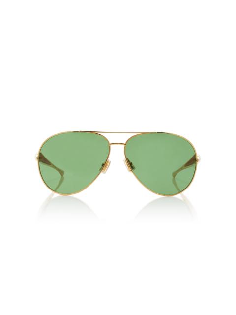Bottega Veneta Aviator-Frame Metal Sunglasses green