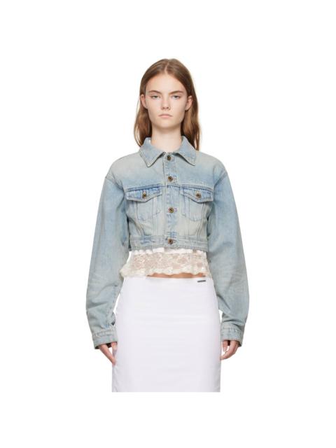 We11done Blue Cropped Denim Jacket
