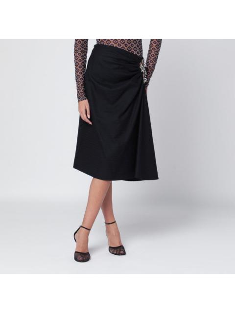 Dries Van Noten Dries Van Noten Navy Blue Draped Skirt With Brooch Women