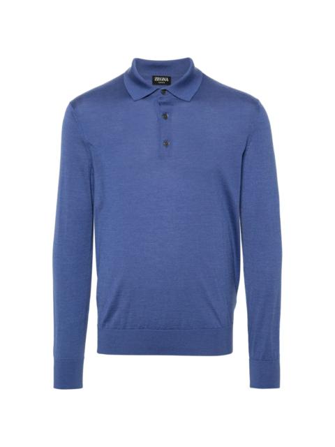 ribbed cashmere-blend polo shirt