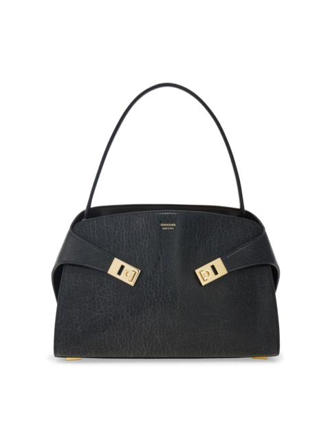 FERRAGAMO Small Hug Leather Shoulder Bag black