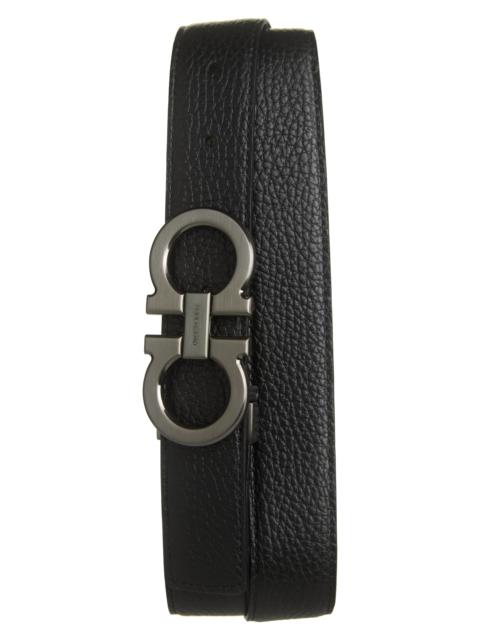 FERRAGAMO FERRAGAMO Double Gancio Leather Belt in Nero Clay at Nordstrom