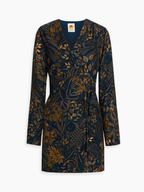 FARM RIO Printed crepe mini wrap dress