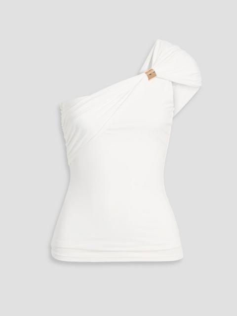 Other Designers Sofia one-shoulder embellished stretch-jersey top