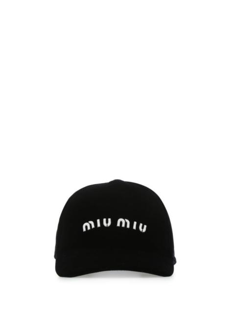 Miu Miu Woman Black Velvet Baseball Cap
