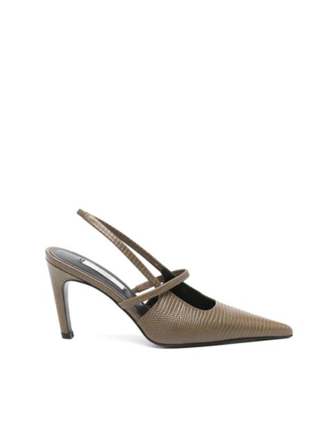 100mm lizard-embossed slingback pumps