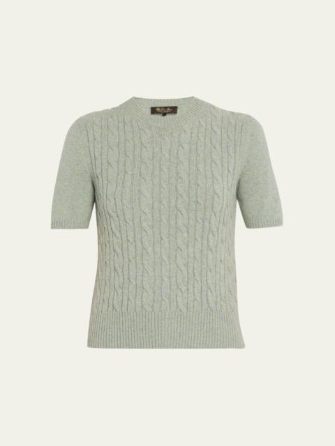Treccia Cashmere Short-Sleeve Sweater