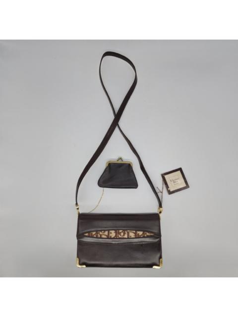 Dior - Brown Leather w/ Oblique Detail Shoulder Bag