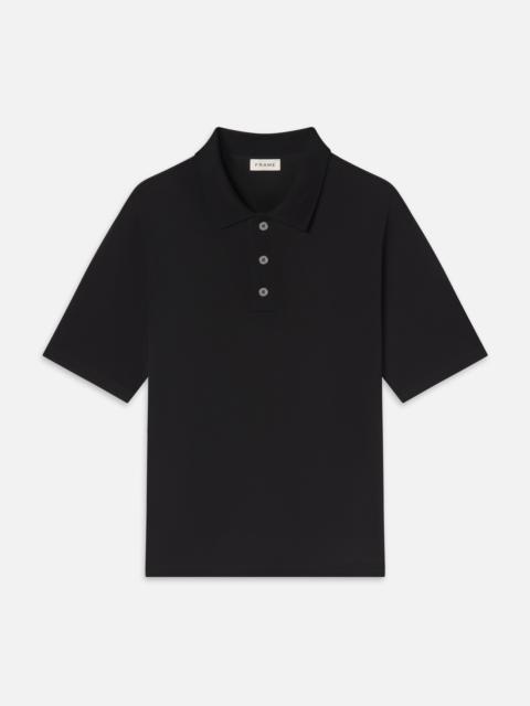 FRAME Light Pique Polo in Black