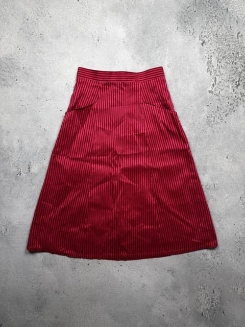Other Designers Other - Vintage Oleana Silk Midi Skirt Red Stripe Rare XS Lux Item