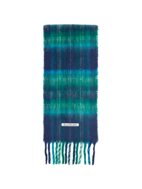 Acne Studios Navy & Green Mohair Check Scarf