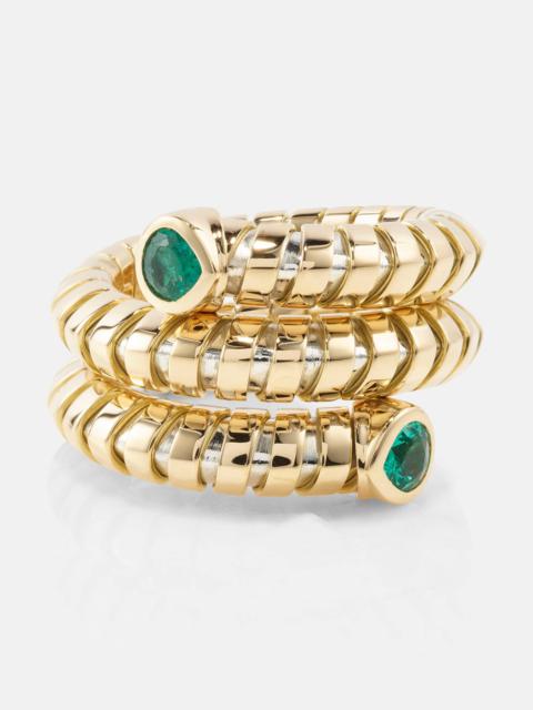 Marina B Trisola 18kt gold ring with emeralds