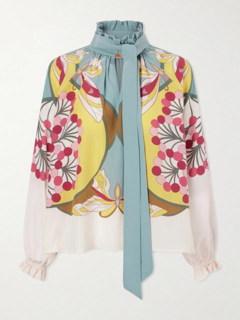 La DoubleJ Cerere Printed Silk-crepe Blouse