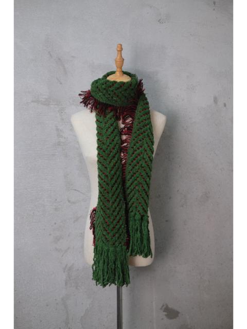 Japanese Brand - Deadstock Cozy Green Fringed Scarf OS Unisex