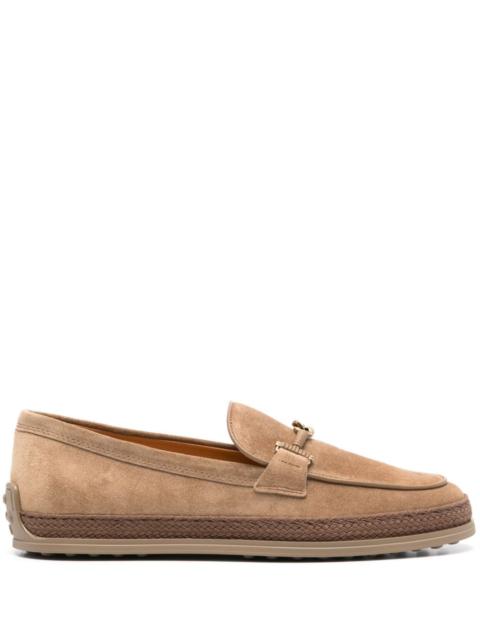 Tod's Tod's Women Cord Weaving T Ring Suede Loafers
