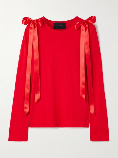Simone Rocha Bow-embellished Satin-trimmed Lyocell-jersey Top