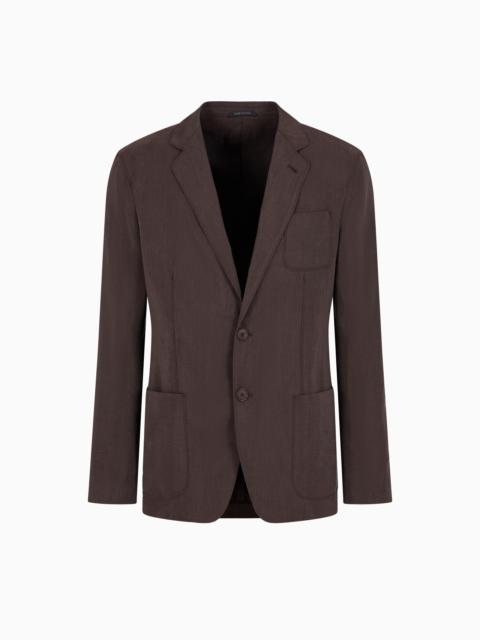 GIORGIO ARMANI Upton line single-breasted jacket in a washed silk blend
