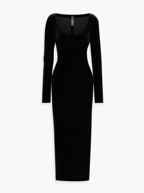 NORMA KAMALI Stretch-velvet midi dress