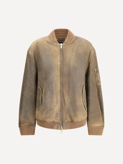 Golden Goose Brown Leather Jacket with zip closure