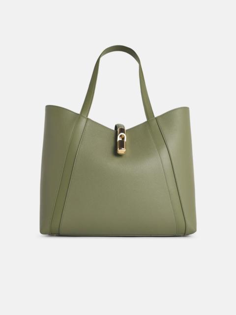 FURLA 'SHOPPING GOCCIA' GREEN LEATHER BAG
