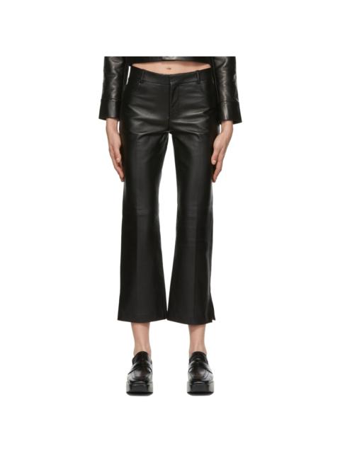 AMI Paris Black Cropped Leather Pants