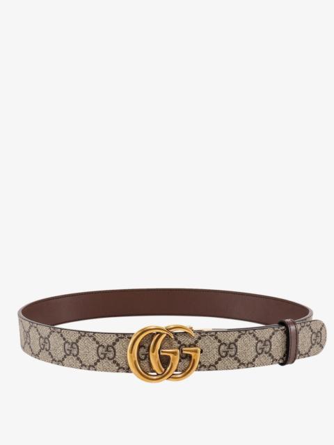 GUCCI Gucci Leather And Gg Supreme Fabric Gg Belt