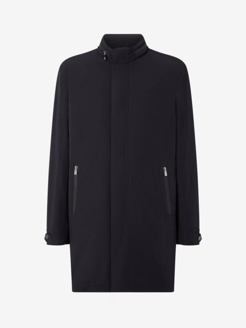 CORNELIANI Blue stretch technical fabric caban coat