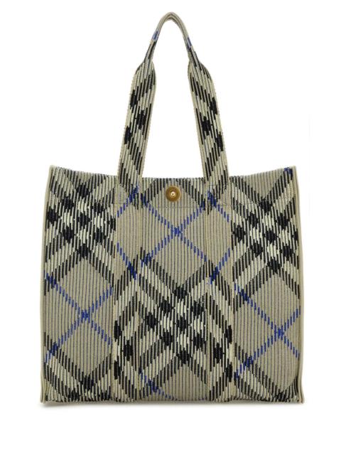 Burberry Women Embroidered Canvas Medium Check Shopping Bag