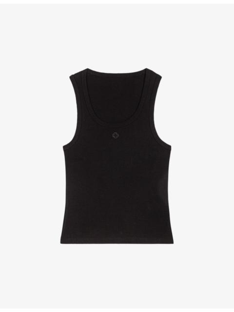 maje Logo-embroidered ribbed stretch-cotton vest
