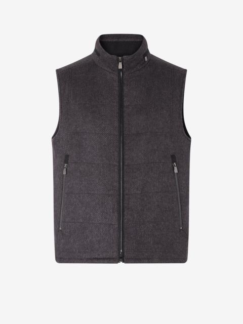 CORNELIANI Blue micropatterned silk and cashmere waistcoat