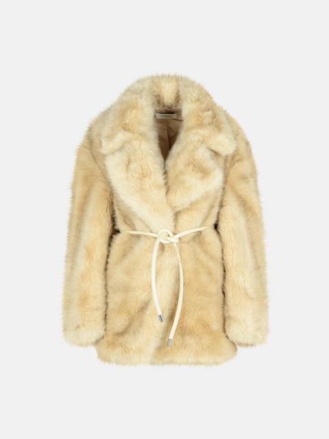 Sportmax 'ROSARIA' BEIGE FAUX FUR BELTED JACKET
