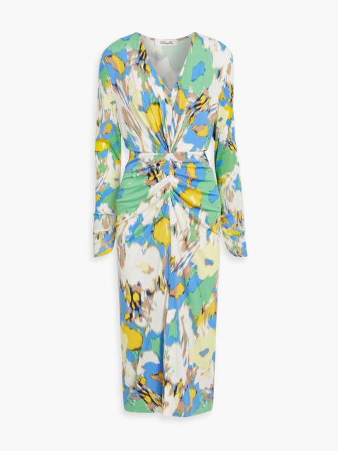 DIANE VON FURSTENBERG Hades draped printed jersey and mesh midi dress