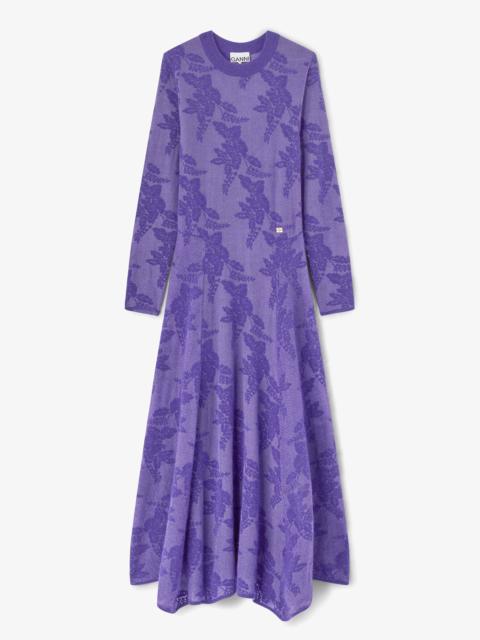 GANNI PURPLE SHEER FLOWER DRESS