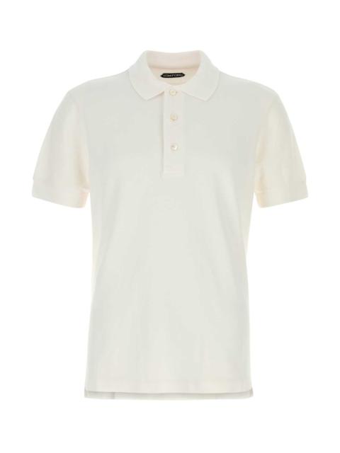 Tom Ford Men White Piquet Polo Shirt