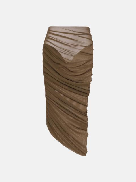 NORMA KAMALI Diana ruched asymmetric midi skirt