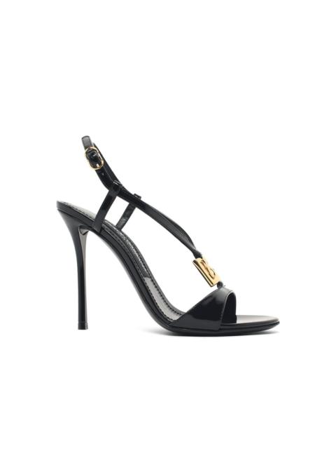 Dolce & Gabbana Dolce & Gabbana DG Logo Black Patent Leather Sandals