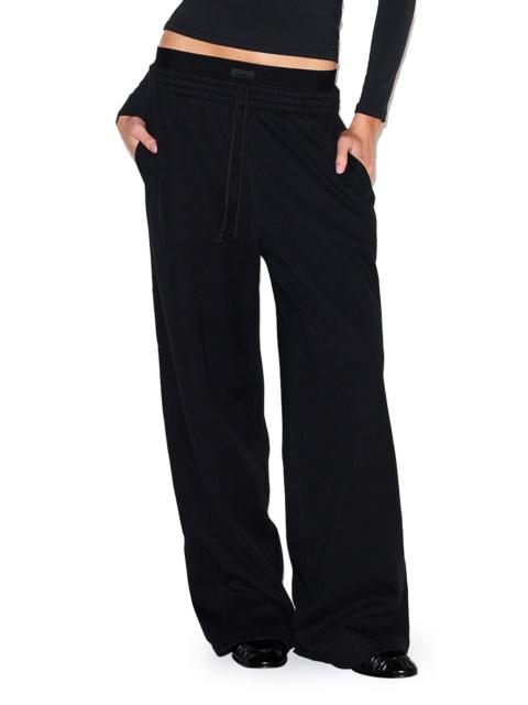 SKIMS SKIMS Cotton Blend Fleece Exposed Boxer Pants in Onyx at Nordstrom