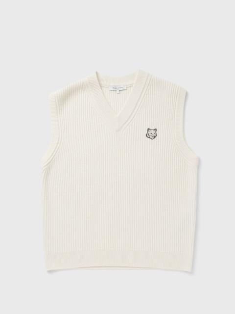 Maison Kitsuné FOX HEAD WOOL RIBBED VEST