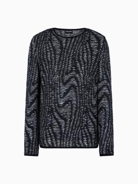 GIORGIO ARMANI JACQUARD COTTON, VISCOSE AND CASHMERE CREW-NECK JUMPER