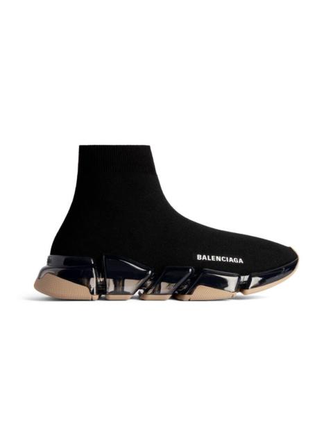 BALENCIAGA Women's Speed 2.0 Full Clear Sole Recycled Knit Sneaker in Black/beige