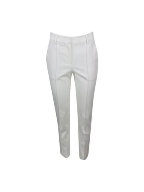 Brunello Cucinelli Brunello Cucinelli Wooff White Tailored Slim Trousers