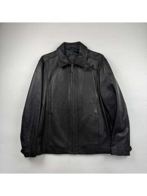 BALENCIAGA Vintage Balenciaga BB Logo Zip Up Leather Jacket