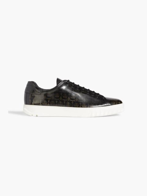 FERRAGAMO Cube logo-print patent-leather sneakers